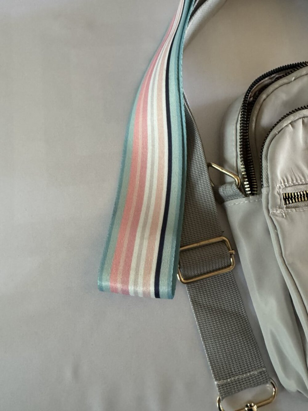 Kedzie Light Gray Crossbody Organizer with Gold Hardware - Picture 5 of 5